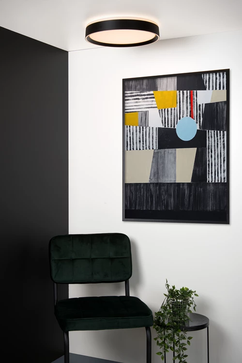 Lucide NURIA - Deckenleuchte - Ø 40 cm - LED 3 StepDim - 1x24W 2700K - Schwarz - Atmosphäre 1